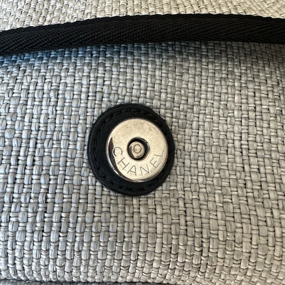 CHANEL COCOMARK Deauville Gray Canvas Crossbody with Black Trim and Chain Strap - Picture 8 of 12